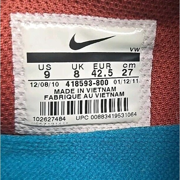 Nike Sb Blazer 418593-800 Men Size 9, Torquiose And Coral Color, New Laces, EUC - Picture 6 of 8